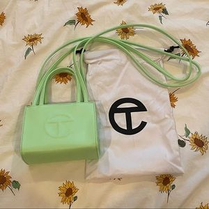 Telfar small double mint green shopping bag